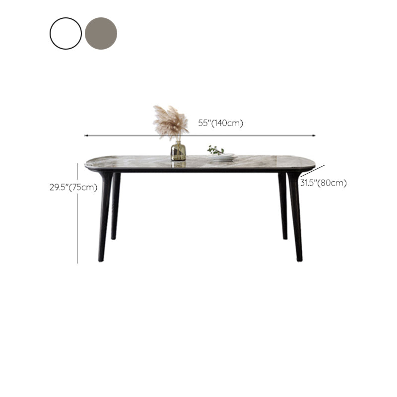 Industrial Sintered Stone Top Dining Table Rectangle Dinette Table with Wooden Base