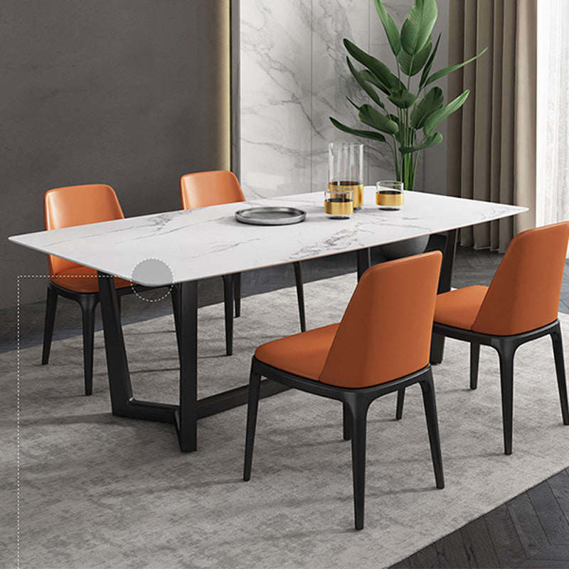 Industrial Sintered Stone Top Dining Table Rectangle Table with Trestle Base