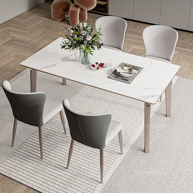 Modern Sintered Stone Top Table Rectangle Table with Metal Base