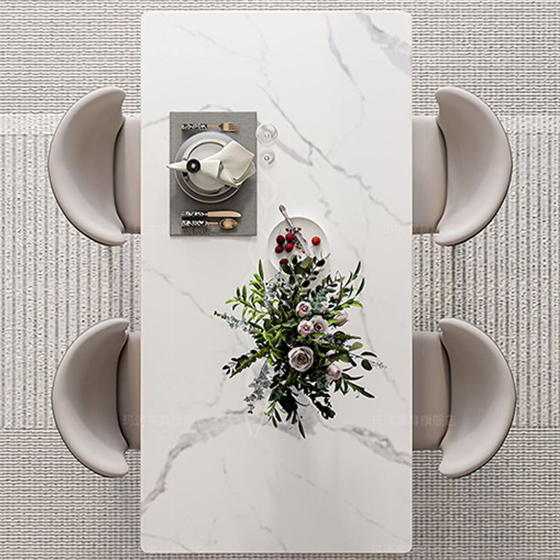 Modern Sintered Stone Top Table Rectangle Table with Metal Base