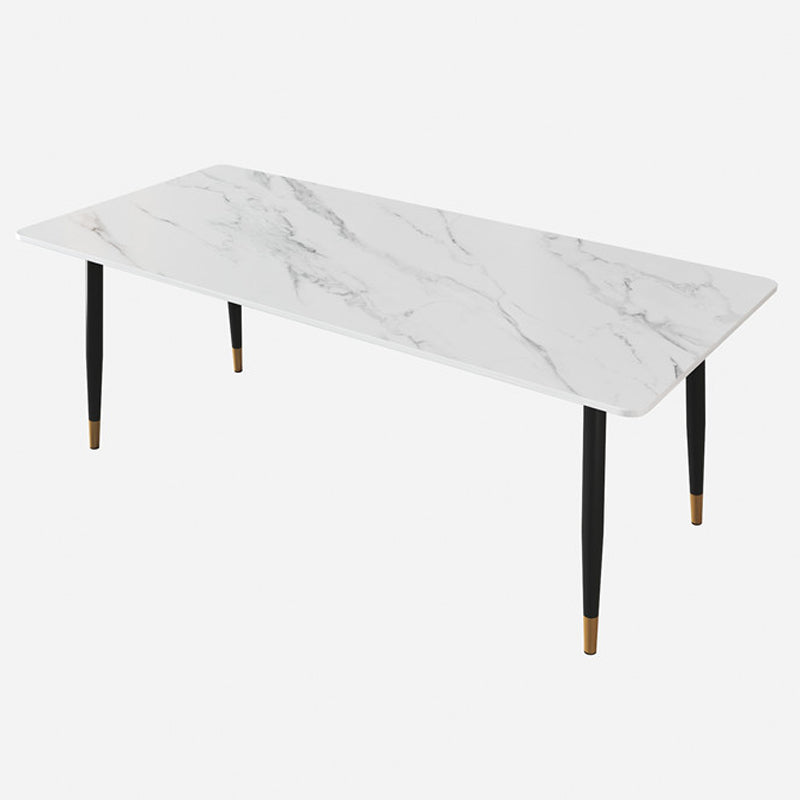 Modern Dining Rectangle Table Sintered Stone Table with Metal Legs for Home