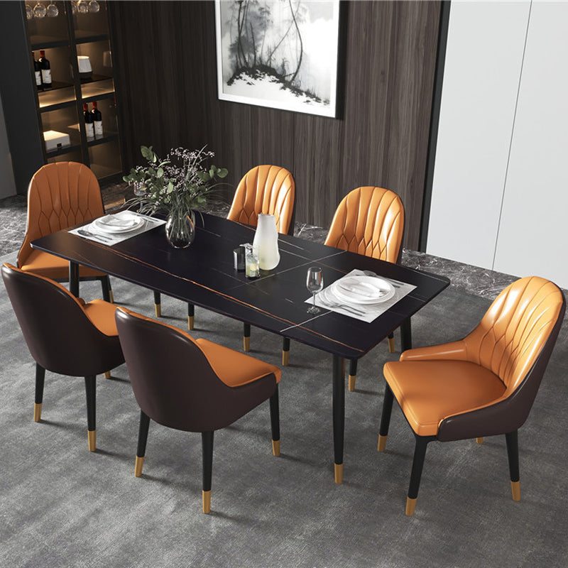 Modern Dining Rectangle Table Sintered Stone Table with Metal Legs for Home
