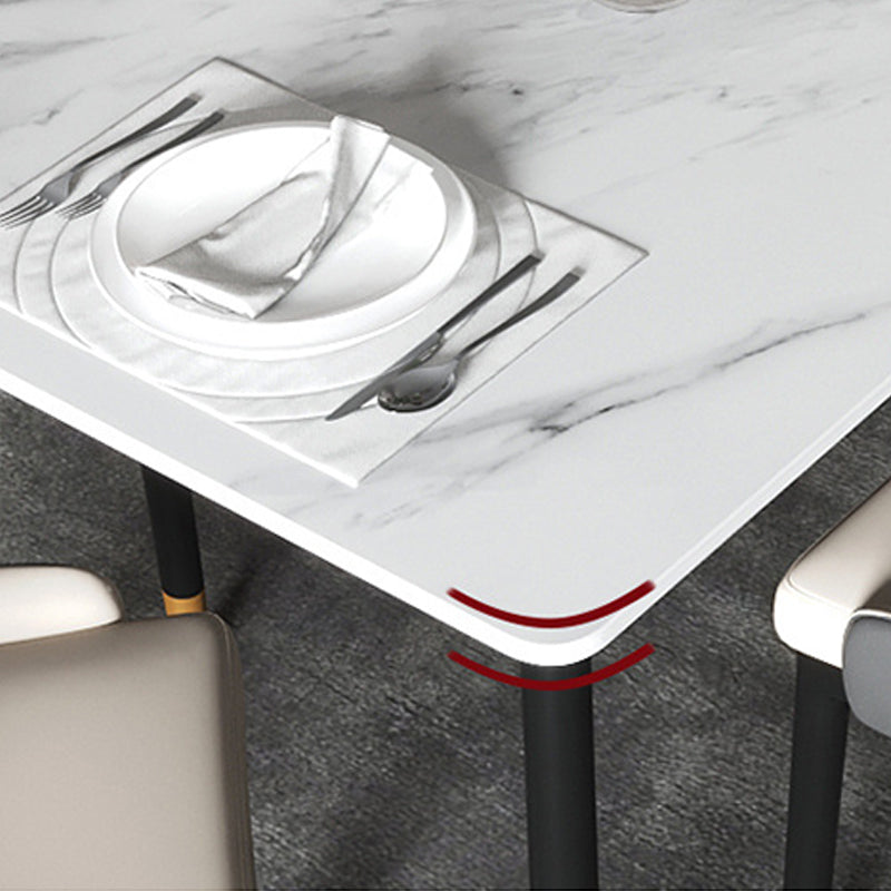 Modern Dining Rectangle Table Sintered Stone Table with Metal Legs for Home