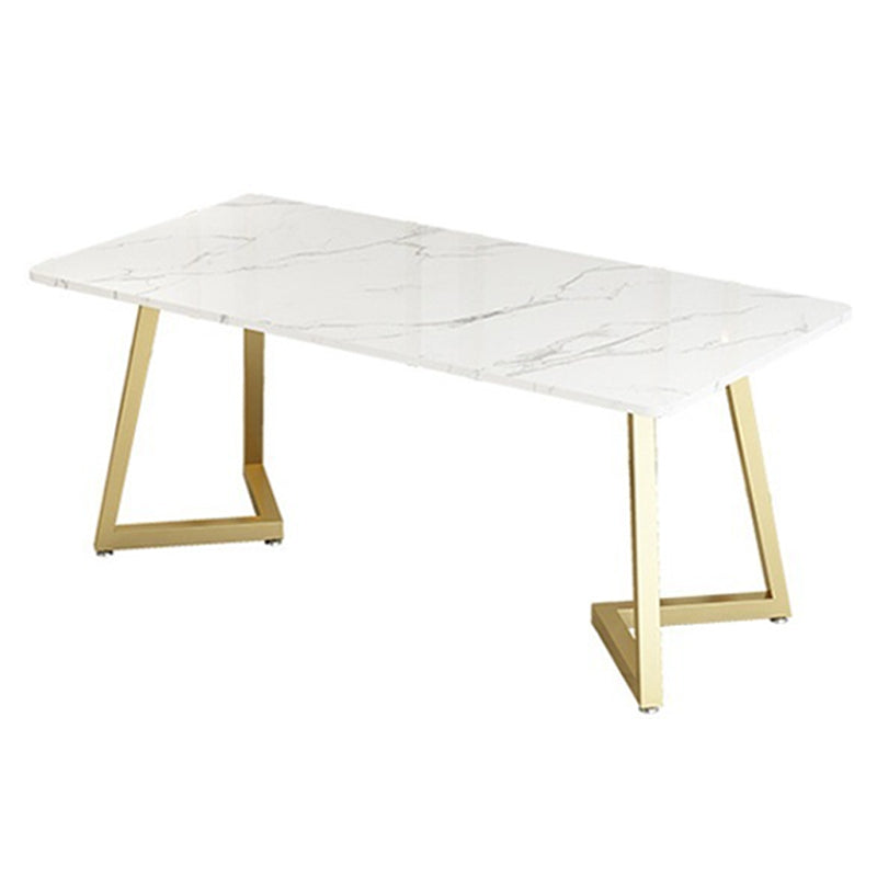 Glam Style Table Faux Marble Rectangle Table with Metal Legs for Home Use