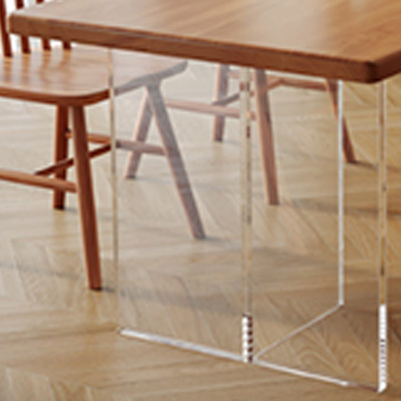 Rectangle Acrylic Base Dining Table Modern Pine Wood Table for Dining Room