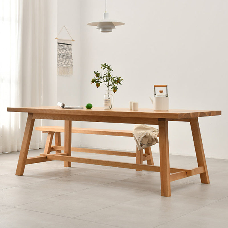 Rectangle Trestle Base Dining Table Medieval Modern Style Pine Wood Table for Kitchen
