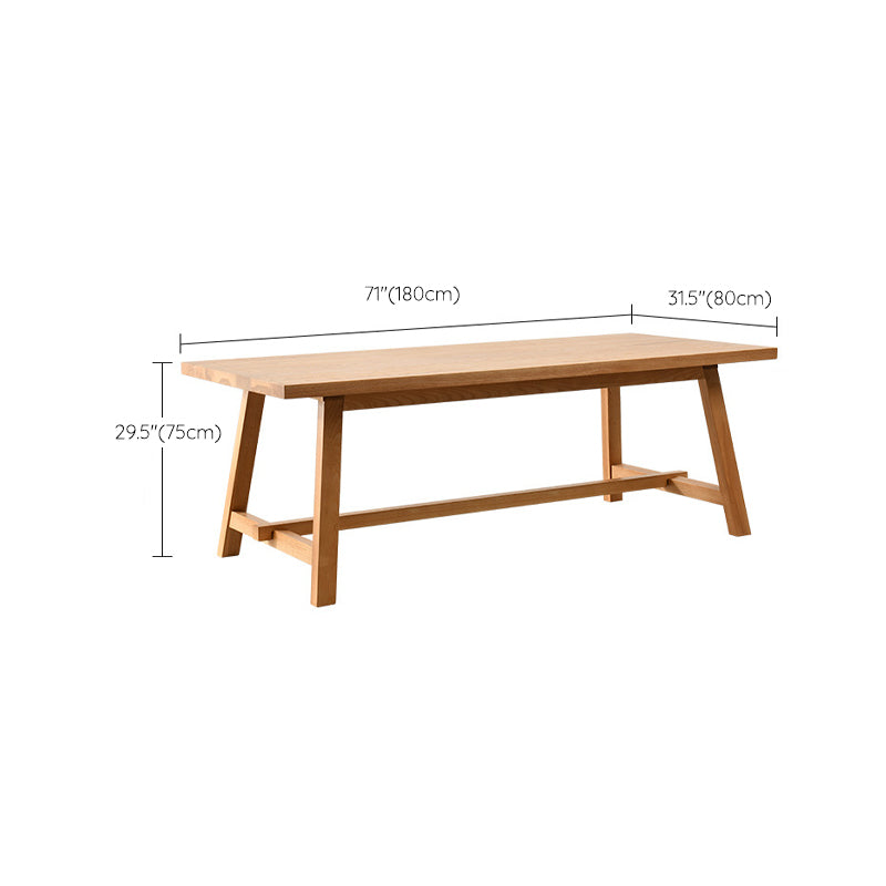 Rectangle Trestle Base Dining Table Medieval Modern Style Pine Wood Table for Kitchen