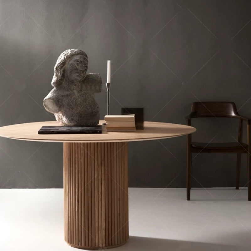 Round Pedestal Base Dining Table Modern Wood Table for Dining Room