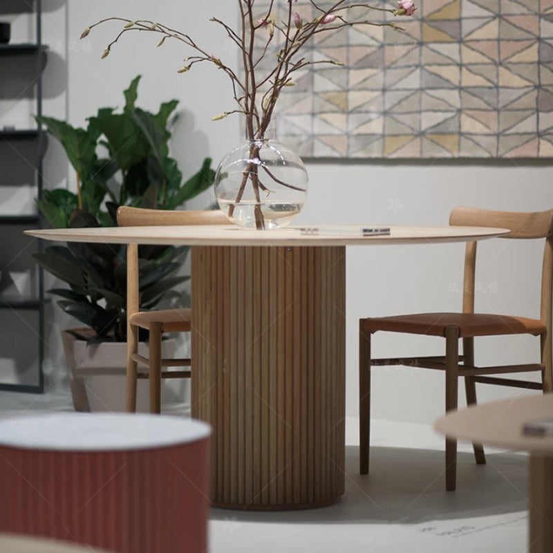 Round Pedestal Base Dining Table Modern Wood Table for Dining Room