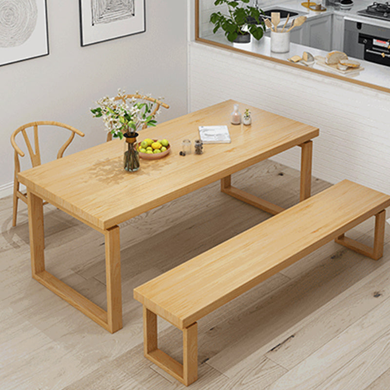 Rectangle Double Pedestal Dining Table Modern Pine Wood Table for Kitchen Dining Room