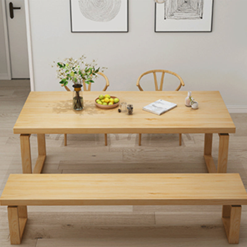 Rectangle Double Pedestal Dining Table Modern Pine Wood Table for Kitchen Dining Room