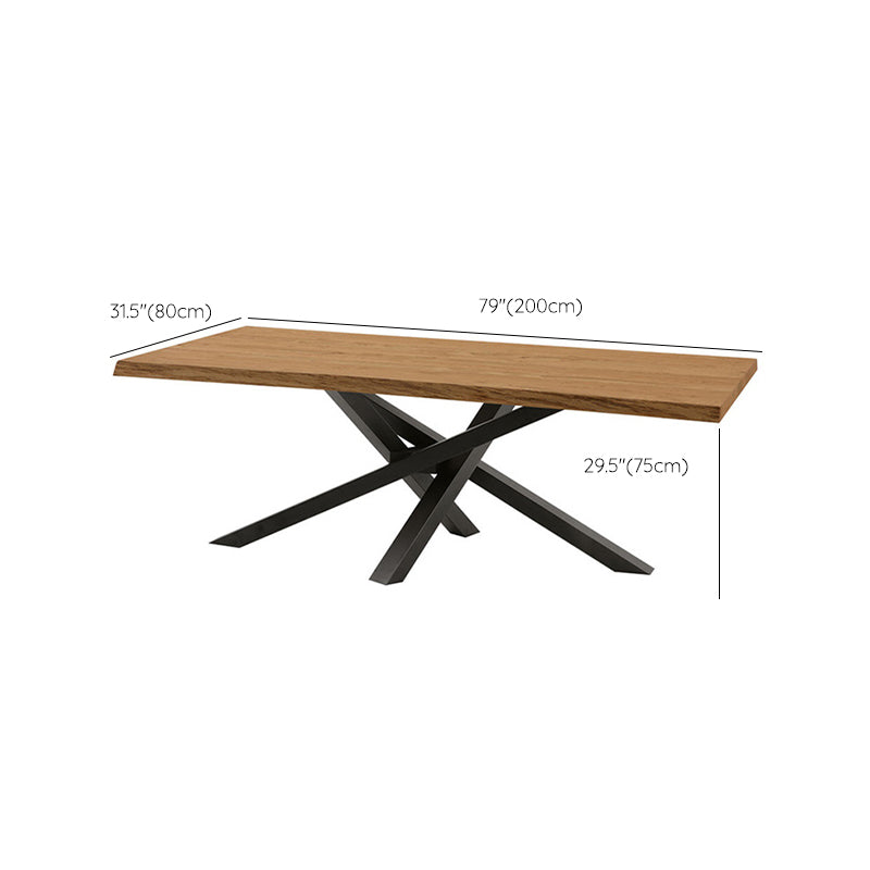 Rectangle Black Base Dining Table Modern Pine Wood Table for Kitchen Use