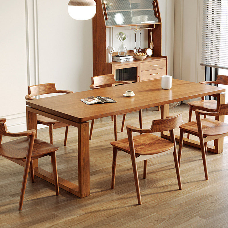 Glam Dining Wood Table Rectangle Table with Wooden Legs for Home Use