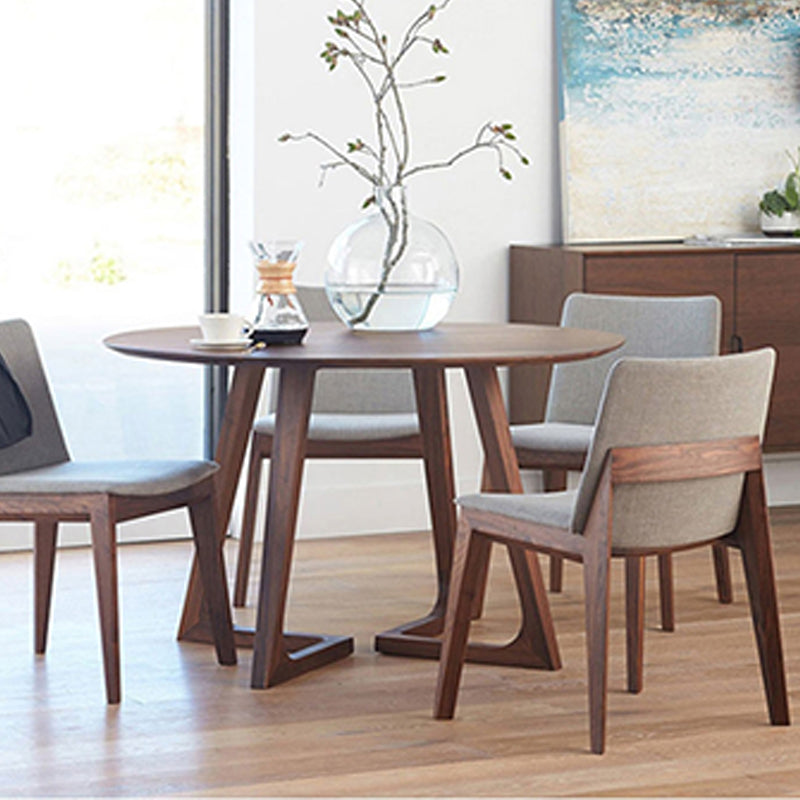 Round Double Base Dining Table Modern Pine Wood Table for Kitchen