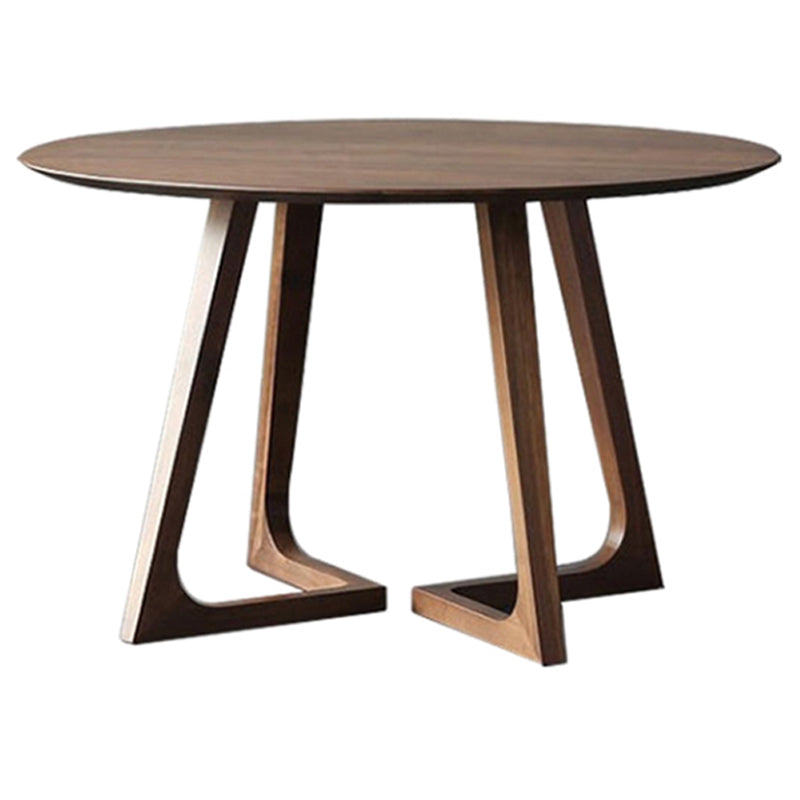 Round Double Base Dining Table Modern Pine Wood Table for Kitchen