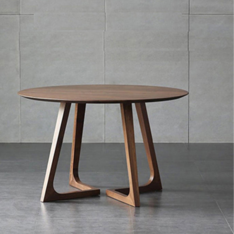 Round Double Base Dining Table Modern Pine Wood Table for Kitchen