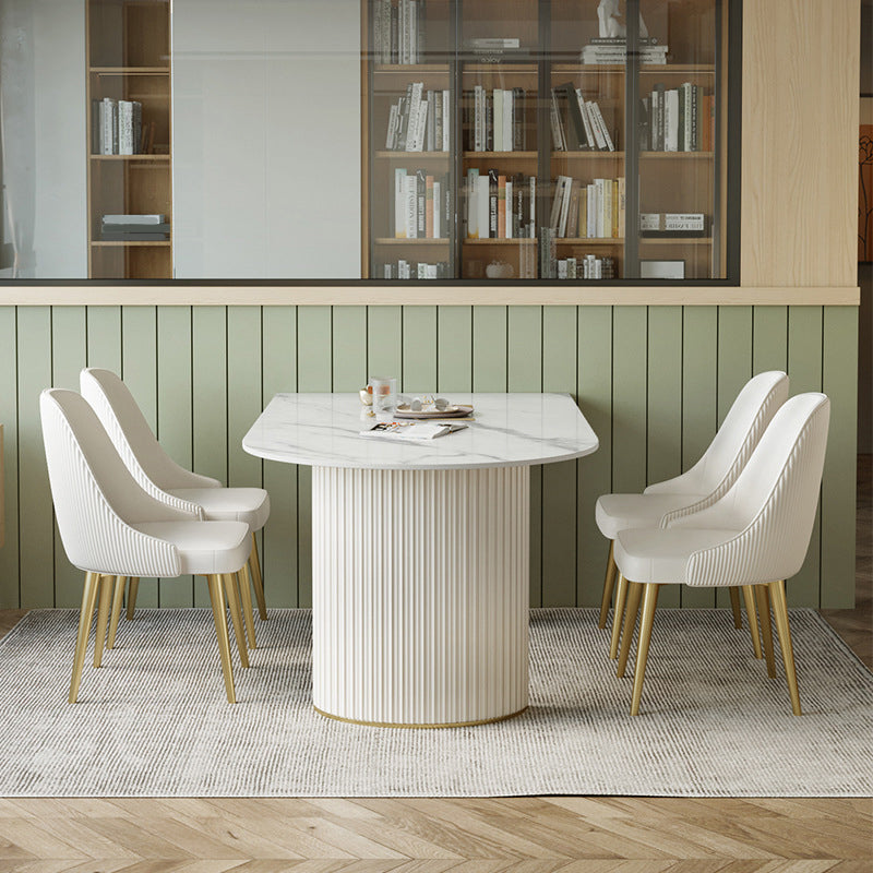 Contemporary Sintered Stone Dining Table Double Pedestal Table for Home Use