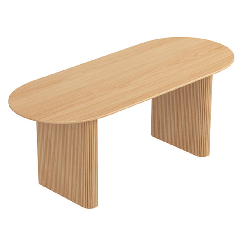 Modern Dining Table Wooden Oval Table with Wooden Legs for Home Use