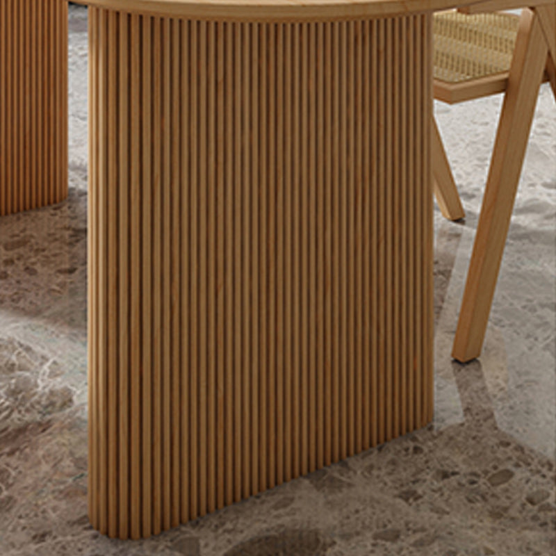 Modern Dining Table Wooden Oval Table with Wooden Legs for Home Use