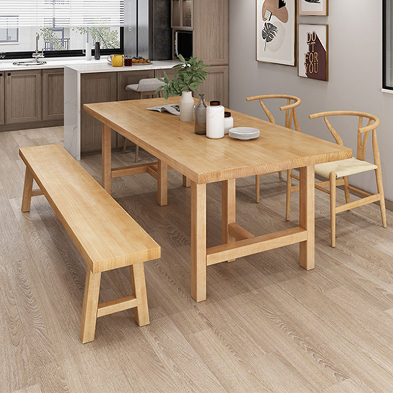 Glam Dining Table Wooden Rectangle Table with Wooden Legs for Home Use