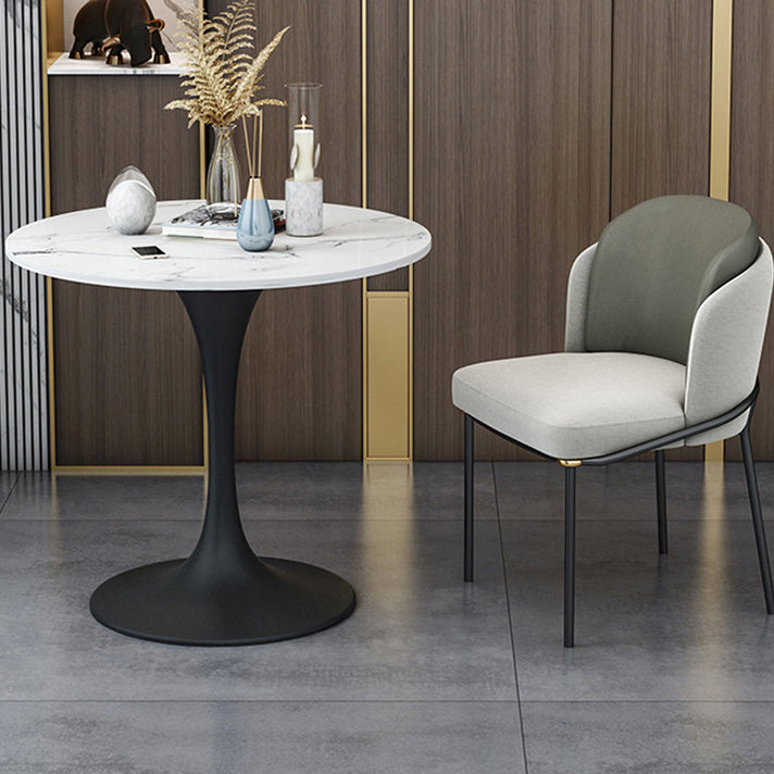 Round Pedestal Base Dining Table Modern Stone Table for Milk Tea Shop