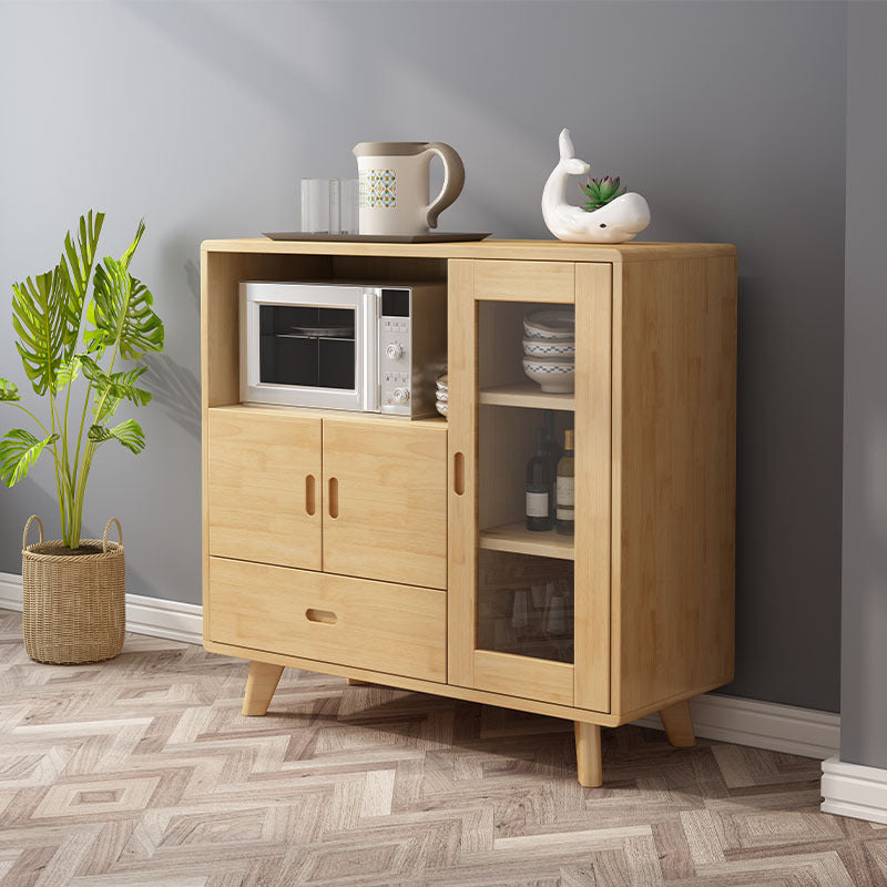 Modern Rubberwood Server 1 Drawer and 3 Doors Buffet Sideboard,14" W X 39" H