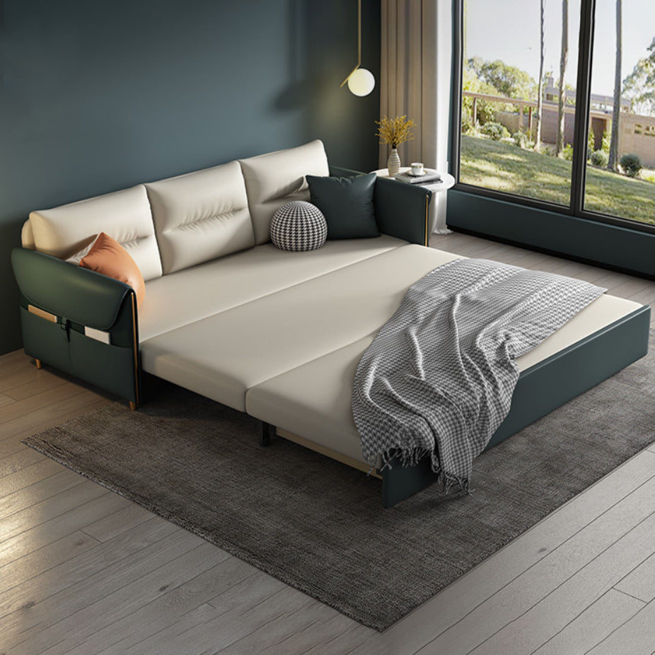 31.5" H Contemporary Faux Leather Square Arm Sofa Bed for Apartment