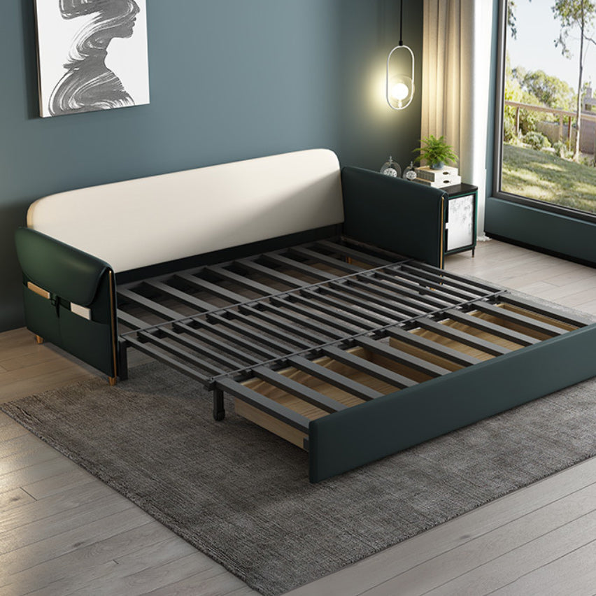 31.5" H Contemporary Faux Leather Square Arm Sofa Bed for Apartment