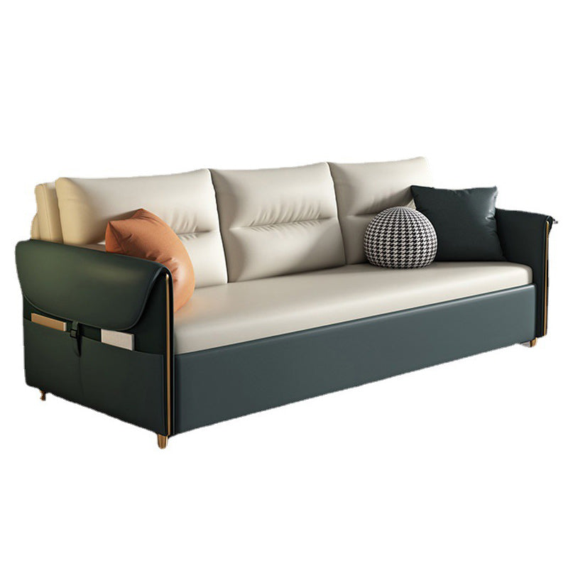 31.5" H Contemporary Faux Leather Square Arm Sofa Bed for Apartment
