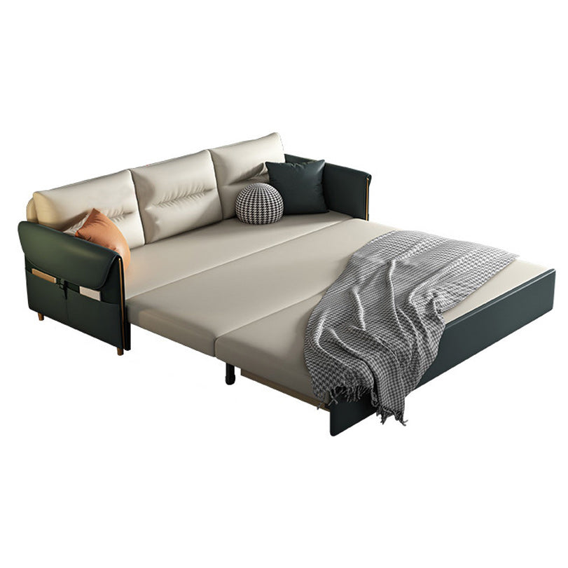 31.5" H Contemporary Faux Leather Square Arm Sofa Bed for Apartment