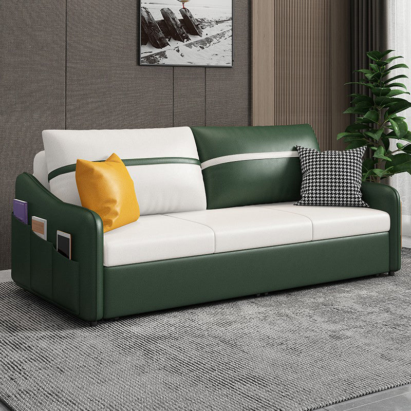 Modern 25.6" H Faux Leather Slope Arm Sofa Bed For Living Room