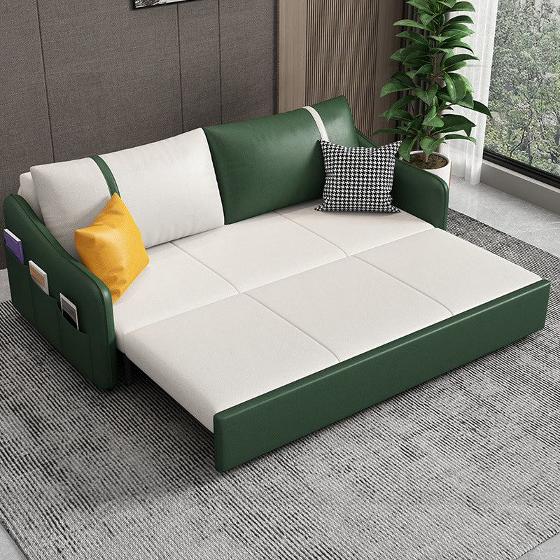 Modern 25.6" H Faux Leather Slope Arm Sofa Bed For Living Room
