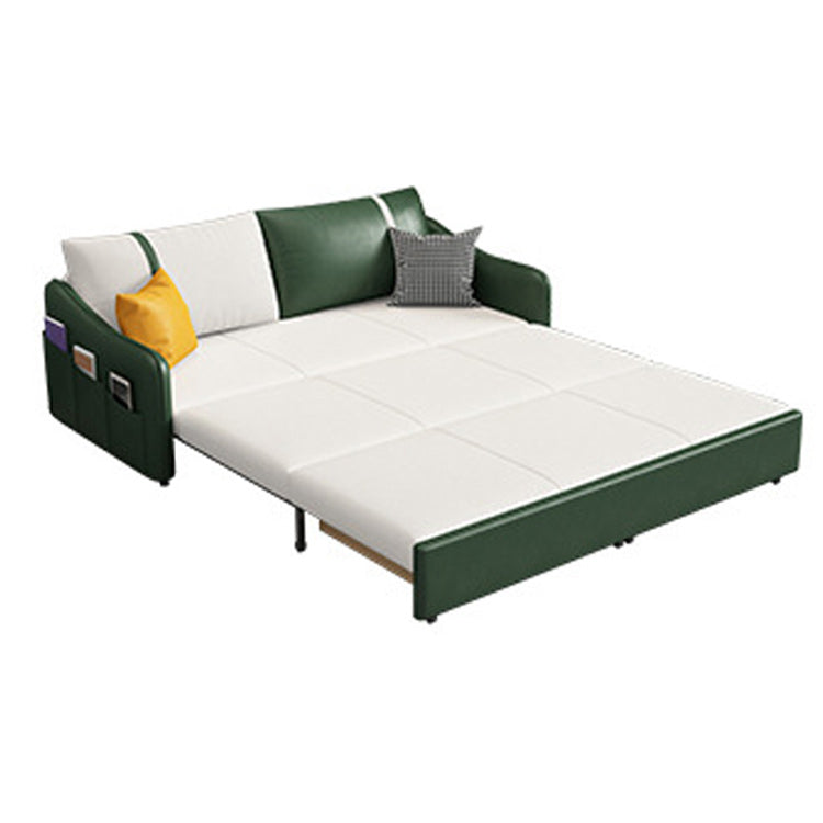 Modern 25.6" H Faux Leather Slope Arm Sofa Bed For Living Room