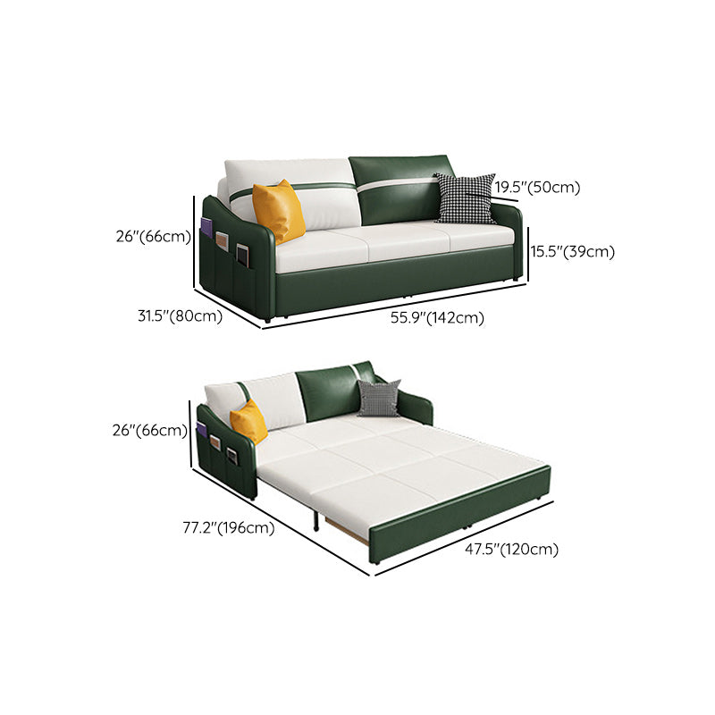 Modern 25.6" H Faux Leather Slope Arm Sofa Bed For Living Room