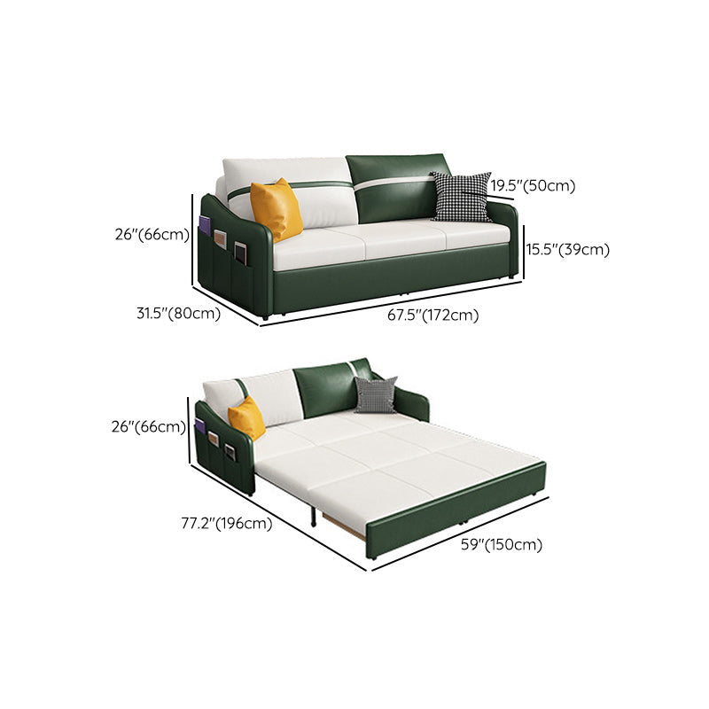 Modern 25.6" H Faux Leather Slope Arm Sofa Bed For Living Room