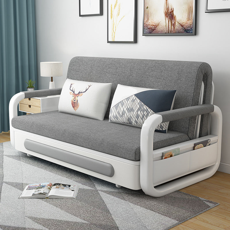 Contemporary 35.43"H Cotton Blend Square Arm Sofa Bed for Living Room
