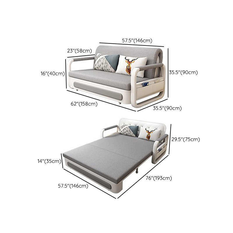 Contemporary 35.43"H Cotton Blend Square Arm Sofa Bed for Living Room
