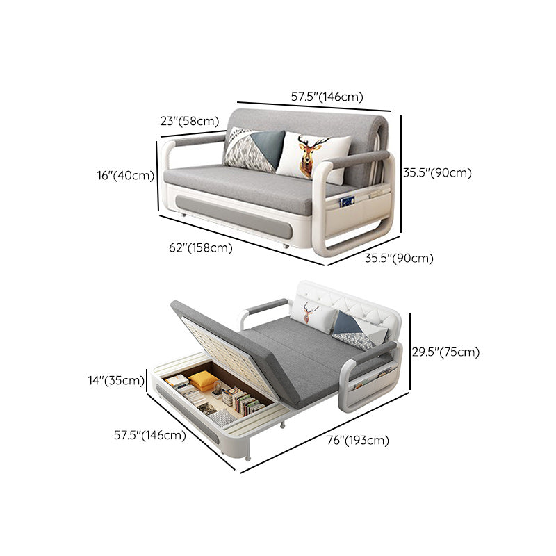 Contemporary 35.43"H Cotton Blend Square Arm Sofa Bed for Living Room