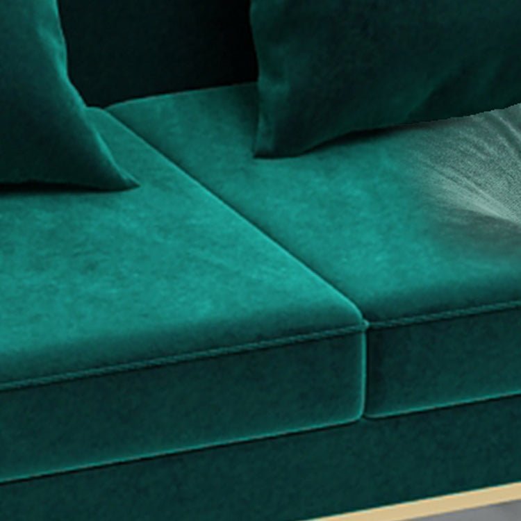 Contemporary 27.55" H Metal Frame Solid Color Velvet Tuxedo Arm Sofa
