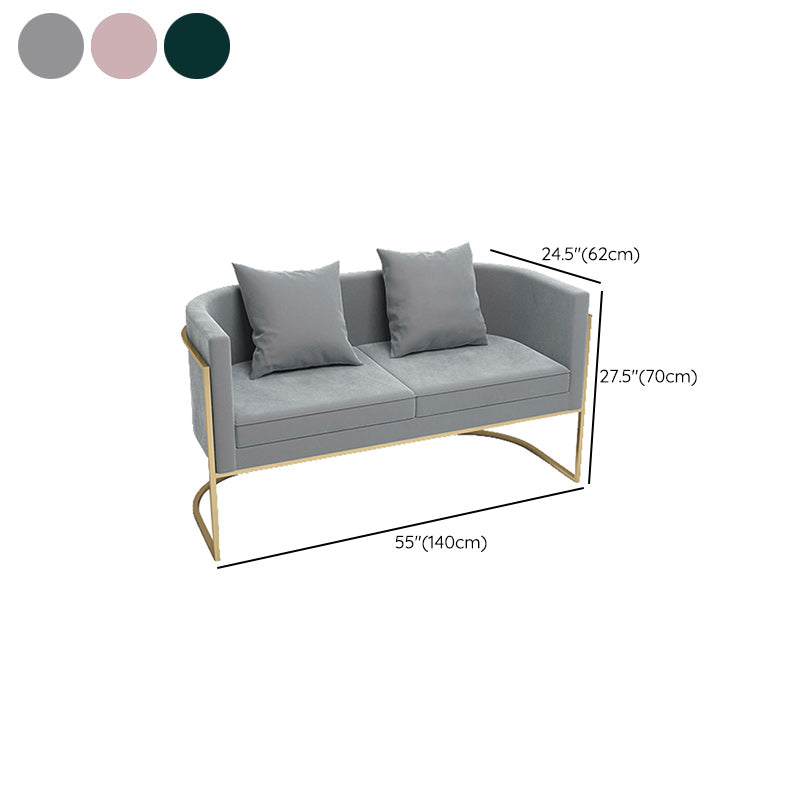 Contemporary 27.55" H Metal Frame Solid Color Velvet Tuxedo Arm Sofa