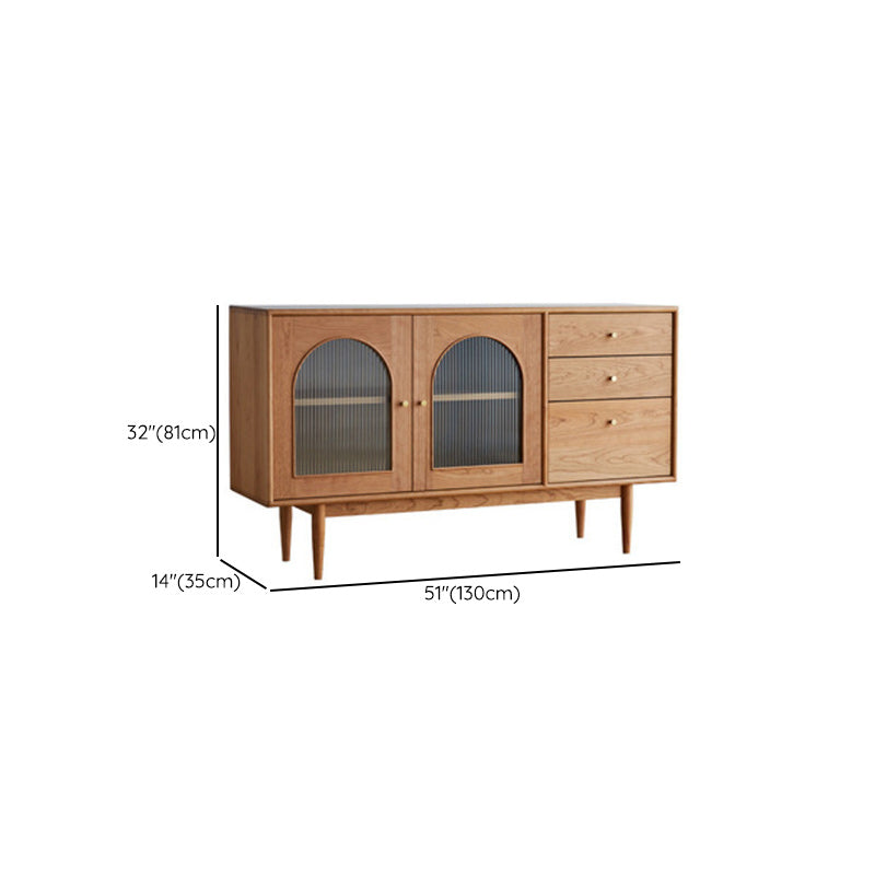 Mid-Century Modern Cabinet Cherry 1Shelves 3 - Drawer Knobs Straight Legs Accent Cabinet