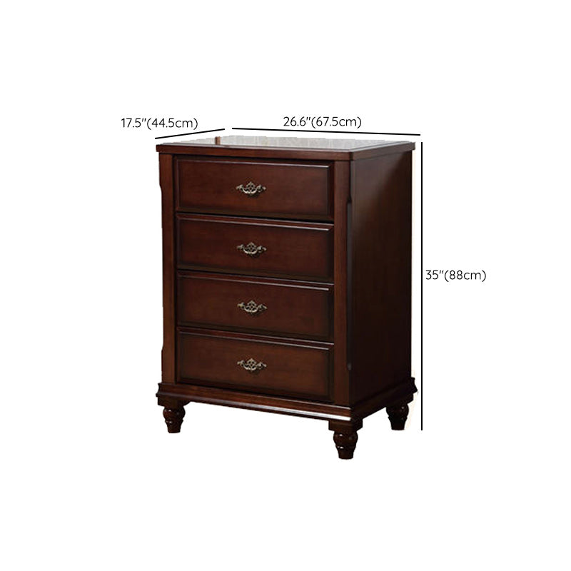 Dark Brown 3/4/5 Drawer Chest 26.57" Wide Solid Wood Accent Chest