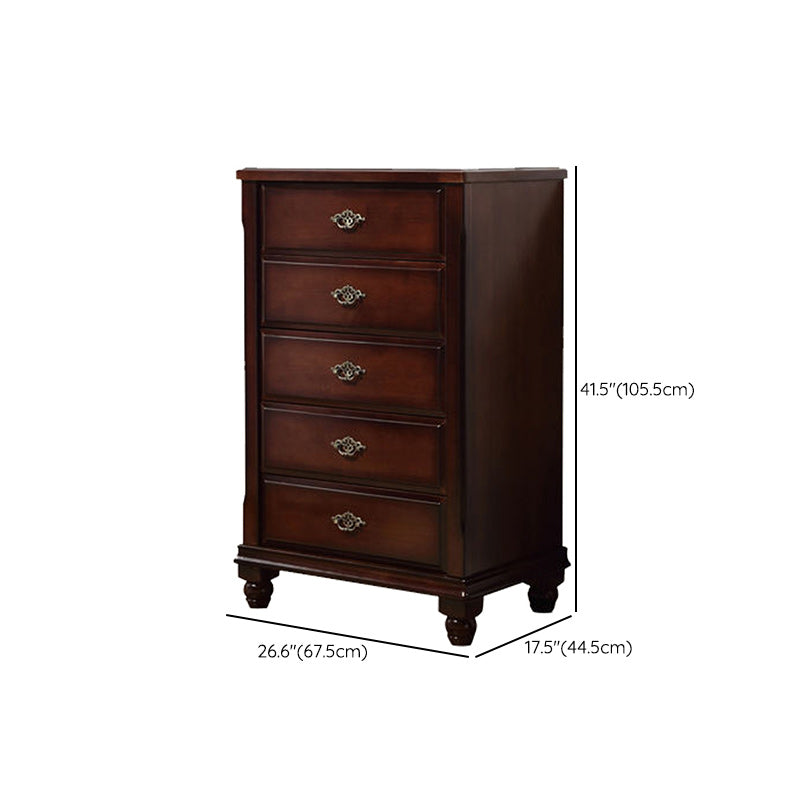 Dark Brown 3/4/5 Drawer Chest 26.57" Wide Solid Wood Accent Chest