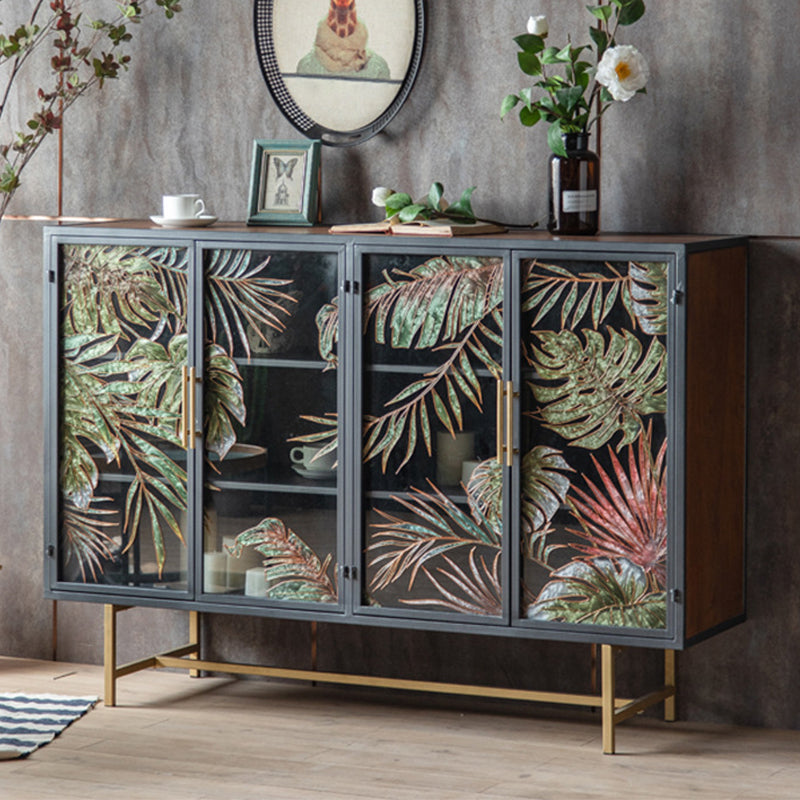 Iron 2/4 - Door Accent Cabinet Industrial Accent Cabinet with Wood Accents