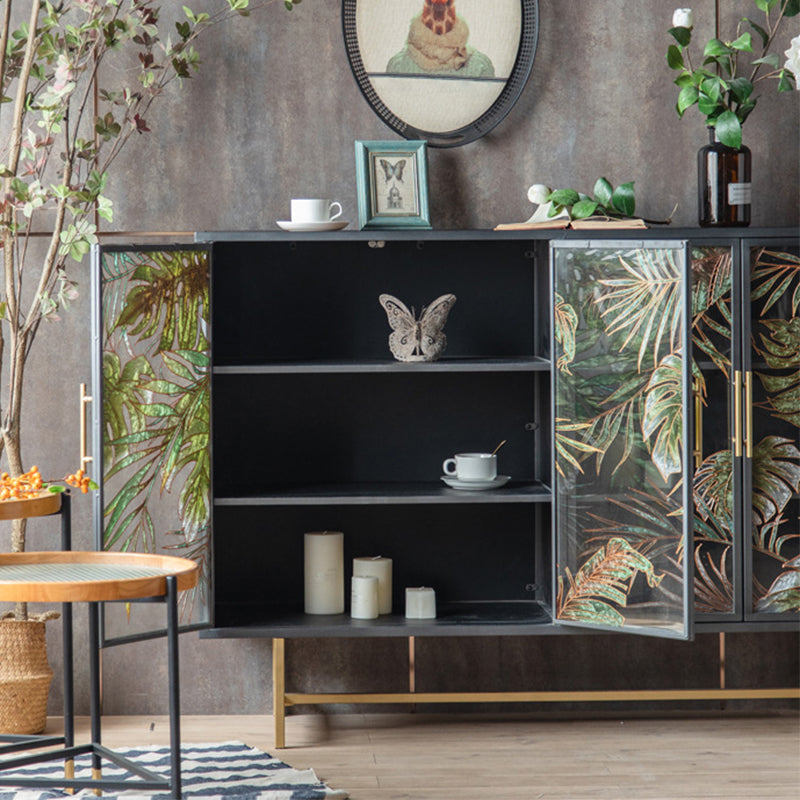 Iron 2/4 - Door Accent Cabinet Industrial Accent Cabinet with Wood Accents