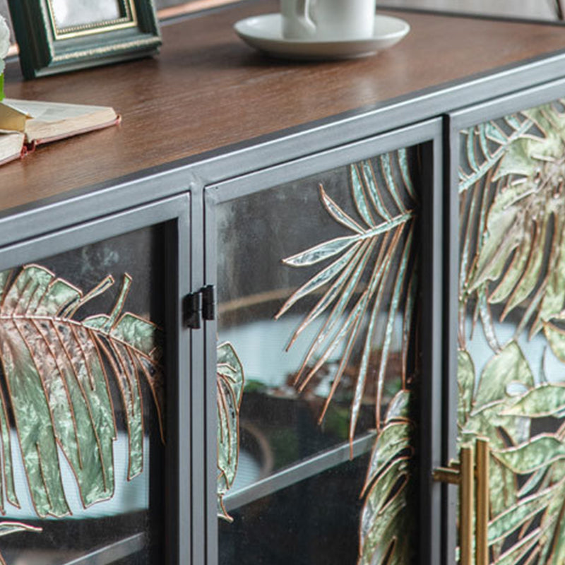 Iron 2/4 - Door Accent Cabinet Industrial Accent Cabinet with Wood Accents