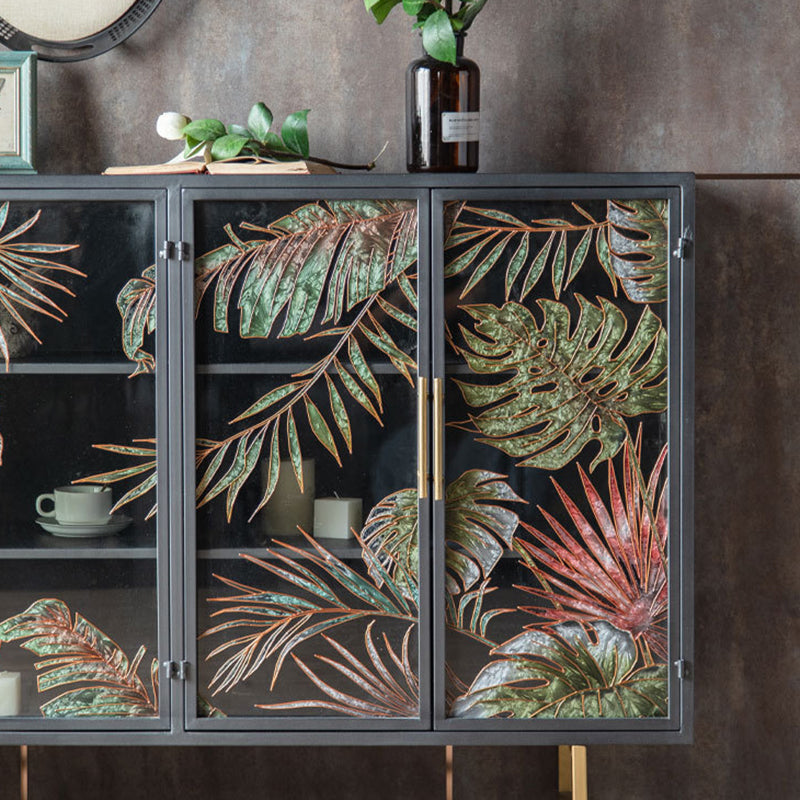 Iron 2/4 - Door Accent Cabinet Industrial Accent Cabinet with Wood Accents