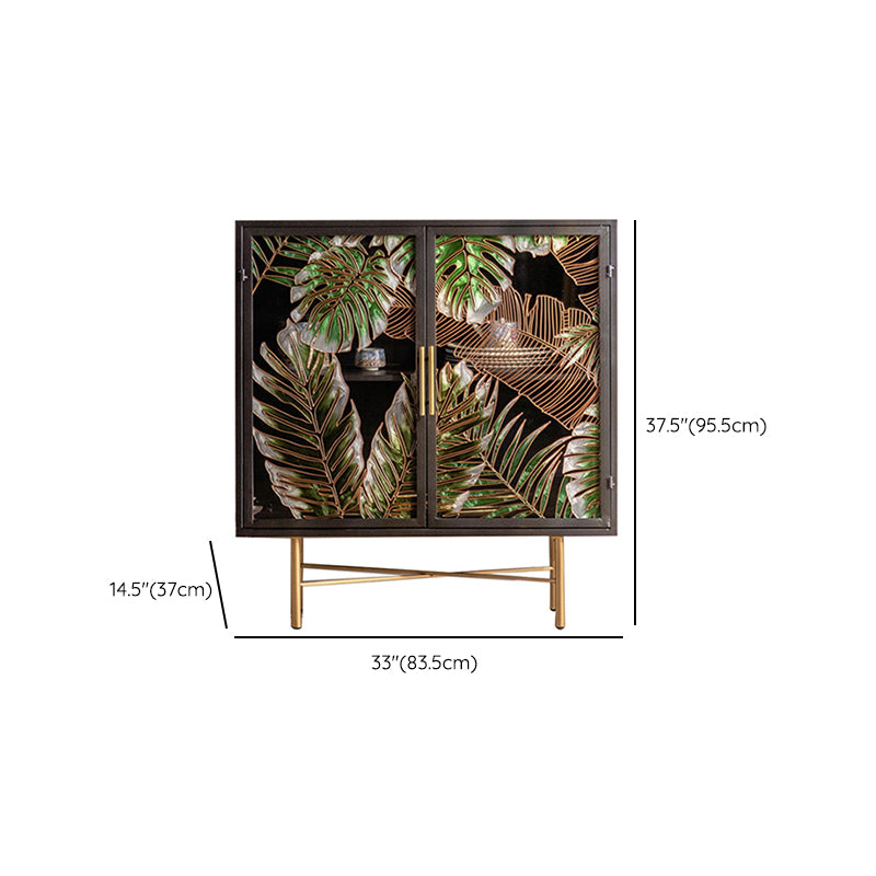 Iron 2/4 - Door Accent Cabinet Industrial Accent Cabinet with Wood Accents