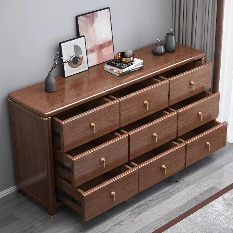Mid Century Modern Chest Wood Rectangular Chest in Walnut Finish