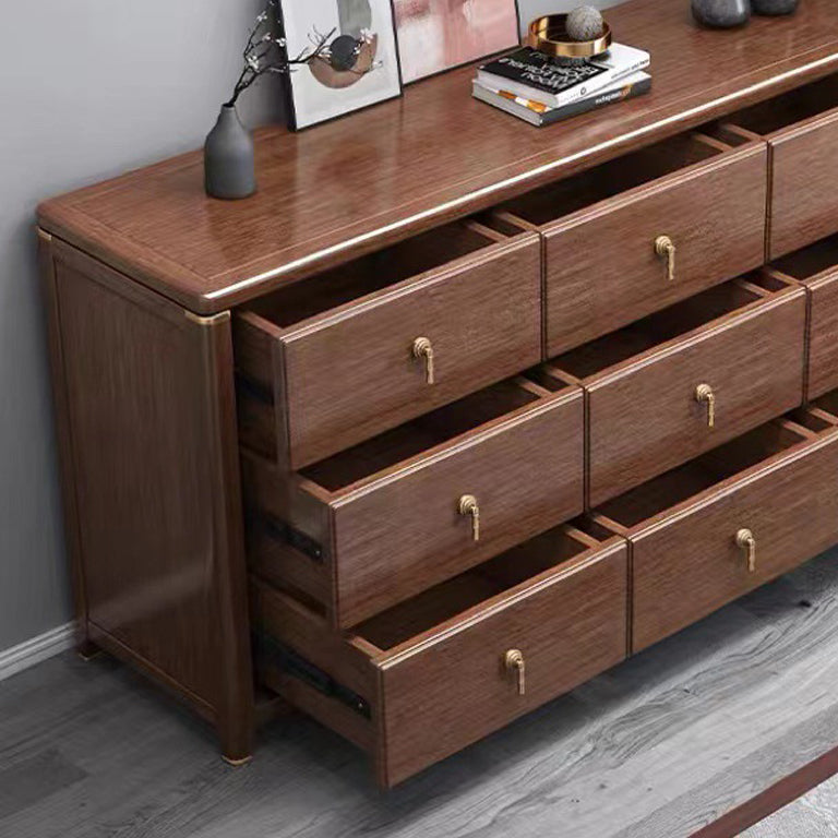 Mid Century Modern Chest Wood Rectangular Chest in Walnut Finish